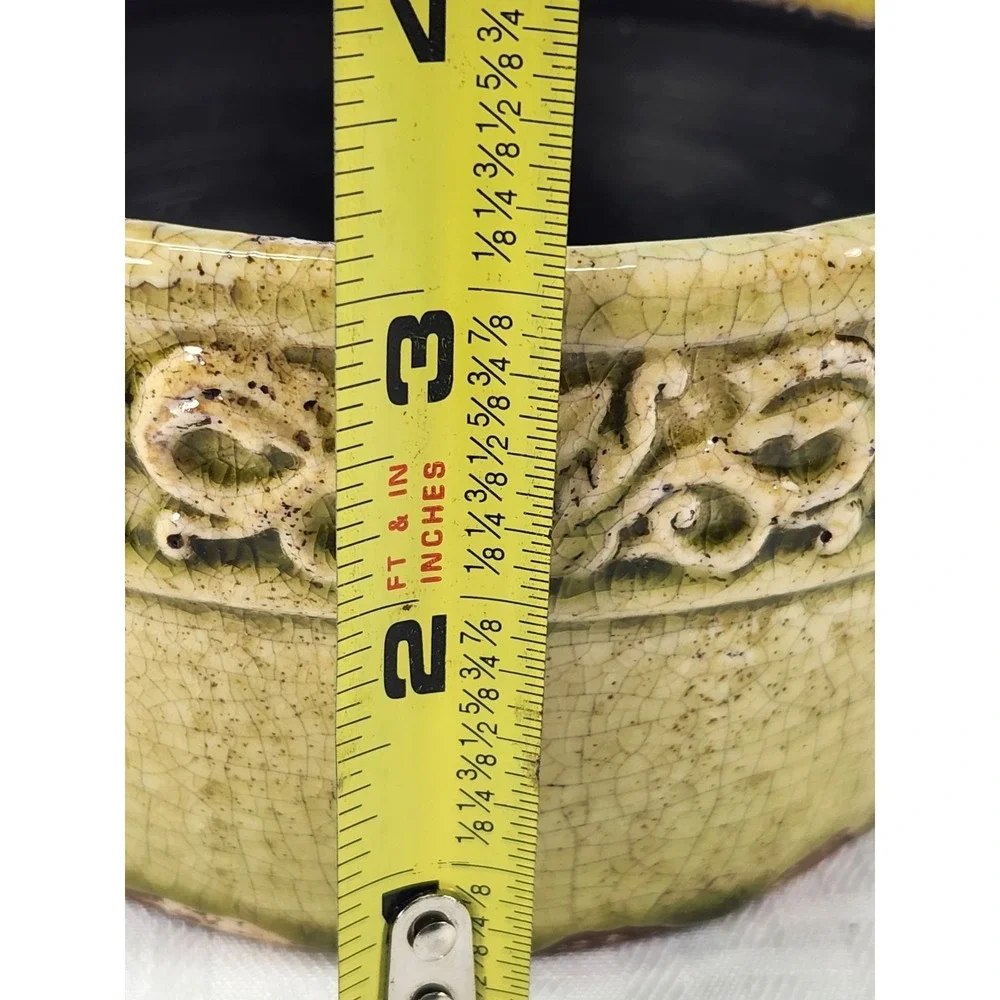 Vintage Green Pottery Embossed Design Includes Potpouri Accents